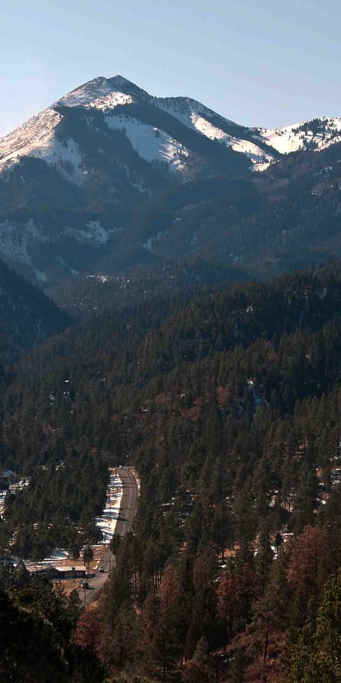 Sierra Blanca above the pine forests of Ruidoso, New Mexico